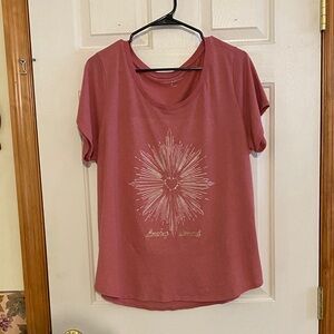 Lucky Brand Mauve-Pink Metallic Graphic Short Sleeve Tee